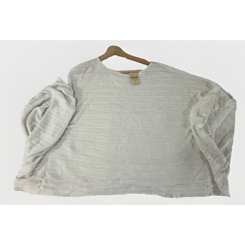 Coldwater Creek Pullover Sweater Shimmer Striped White Rayon M/L Knit Women NWT